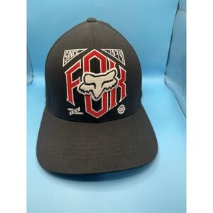 Fox Racing Y2K FlexFit S/M Black Red Embroidered Hat  2000s
